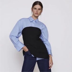 Zara Peplum Strapless Top Sz L